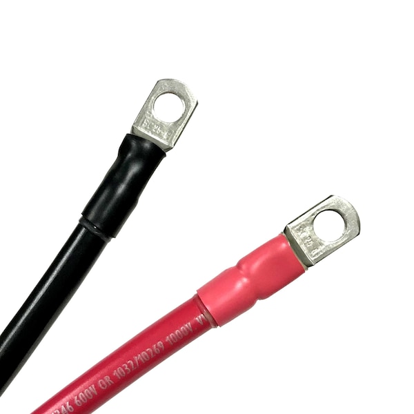 Marine Battery Cable Set, 4 AWG Gauge, Tinned Copper w/ Black & Red PVC, 240" Length, 3/8" Lugs